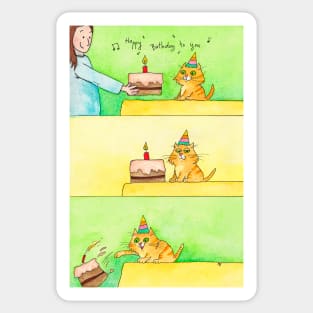 Cat Birthday greeting card Sticker